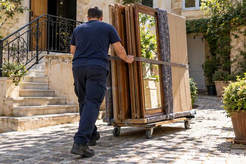 Panneaux de l'armoire à glace en chêne doré et son miroir protégé