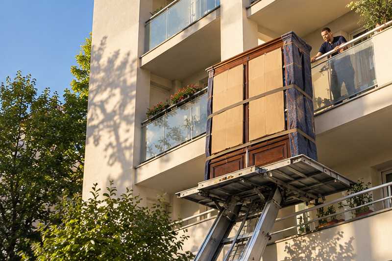 Buffet à vitrines en merisier aux vitres protégées sur la nacelle
