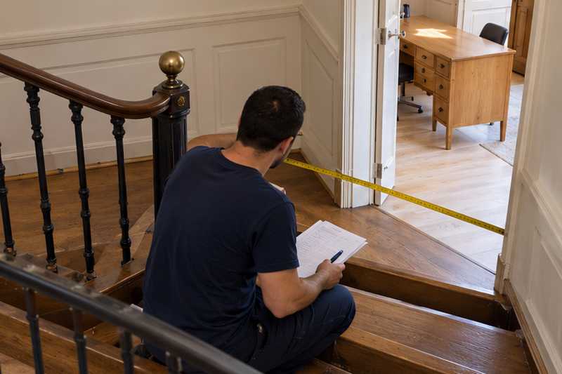 Cotes du palier relevées au mètre pour le bureau en chêne doré